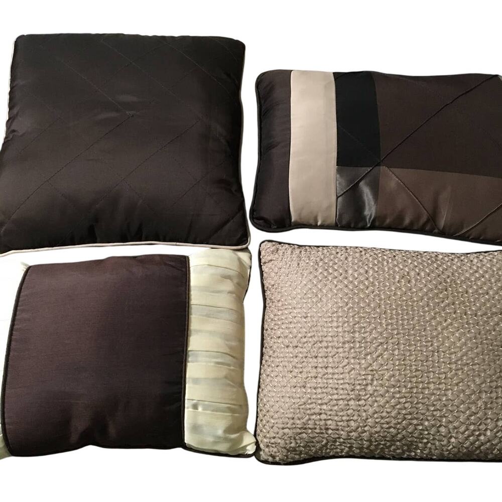 4 Beautiful Decorative, Boudoir, Breakfast Pillows, Browns, Beige, Cream, Black